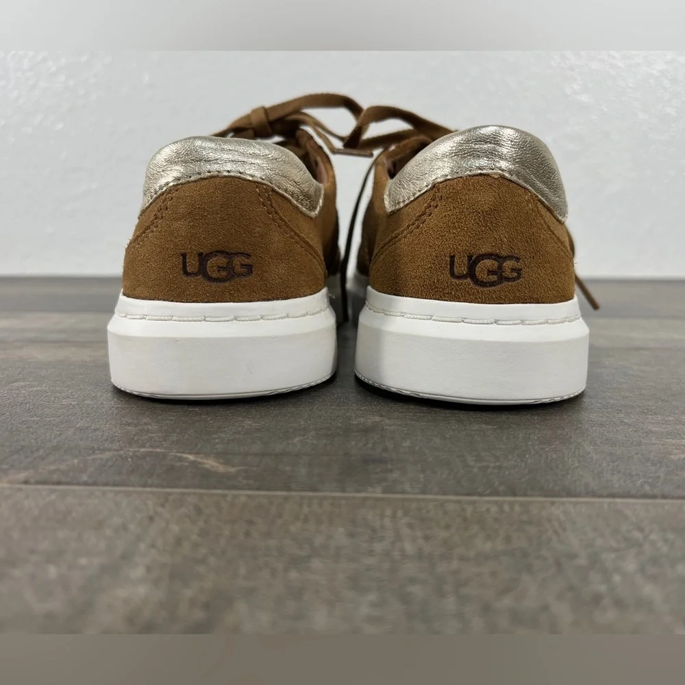 NEW UGG Alameda Lace Up Sneaker in Chestnut/Gold - Picture 3 of 9